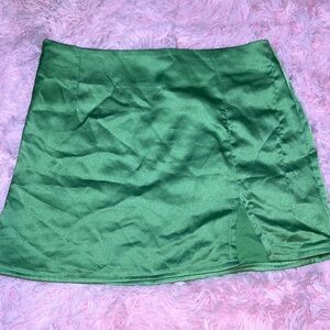 Elegant Green Satin Skirt